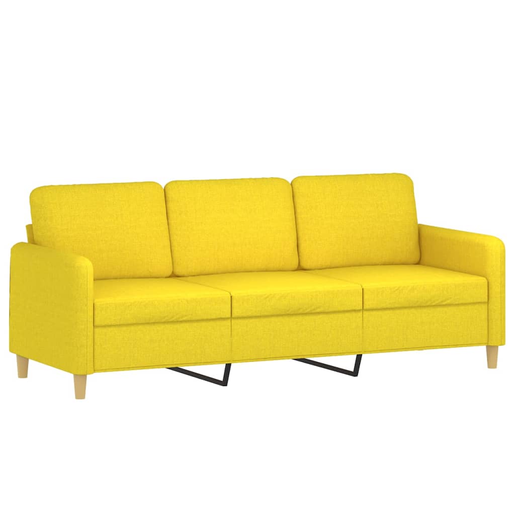 vidaXL Sofá de 3 plazas de tela amarillo claro 180 cm