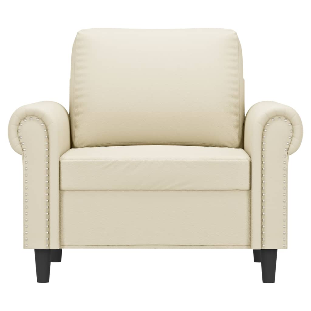 vidaXL Sillón cuero sintético crema 60 cm