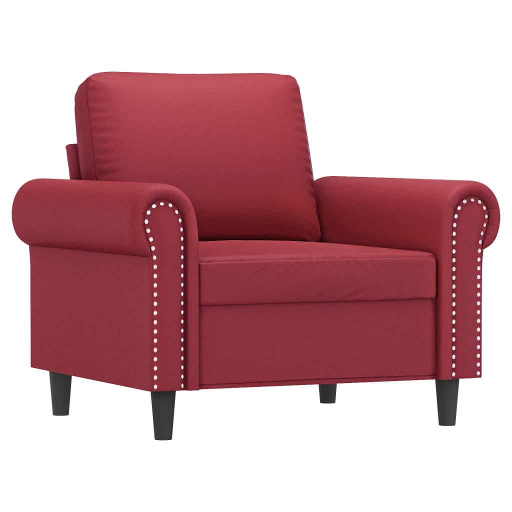 vidaXL Sillón cuero sintético rojo tinto 60 cm