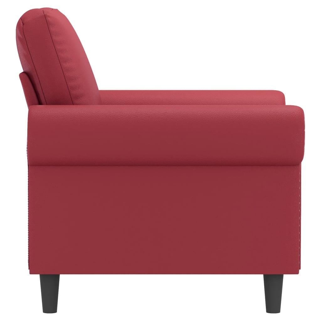 vidaXL Sillón cuero sintético rojo tinto 60 cm