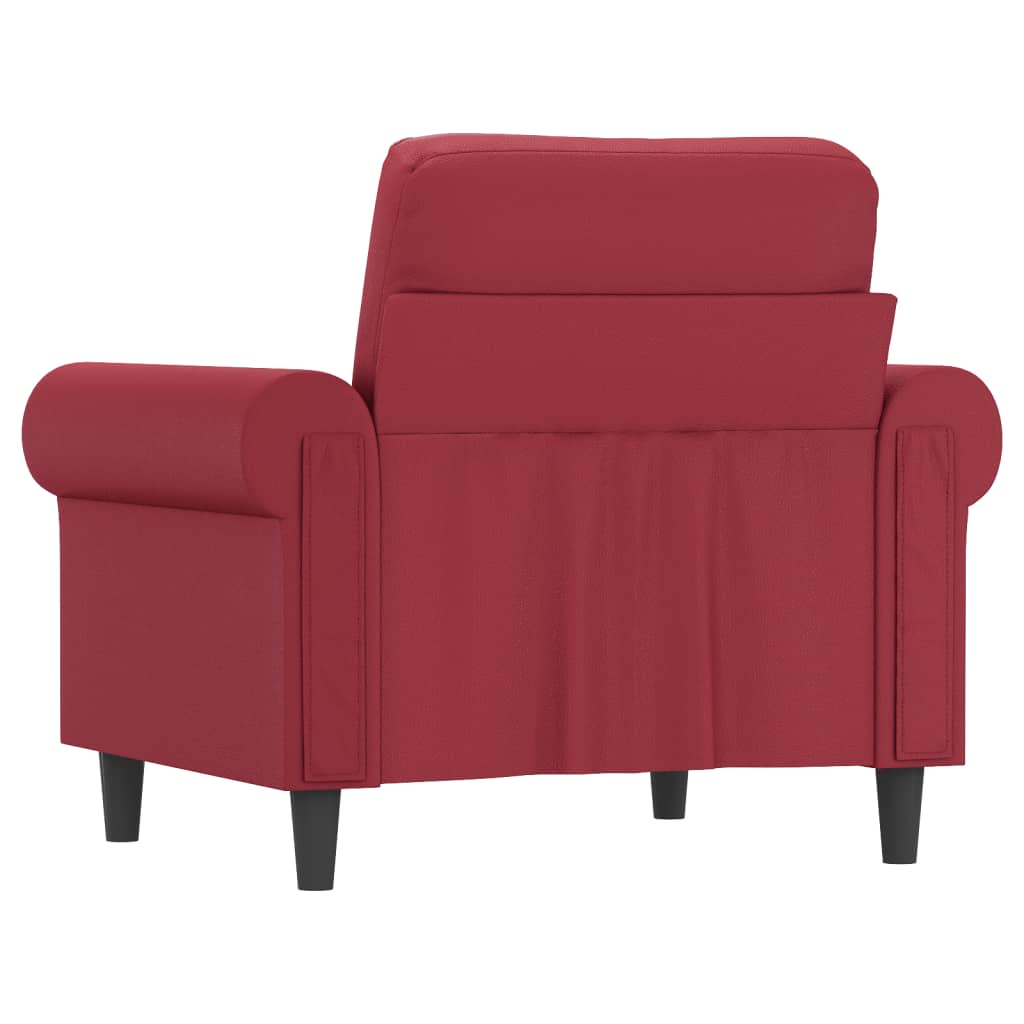 vidaXL Sillón cuero sintético rojo tinto 60 cm