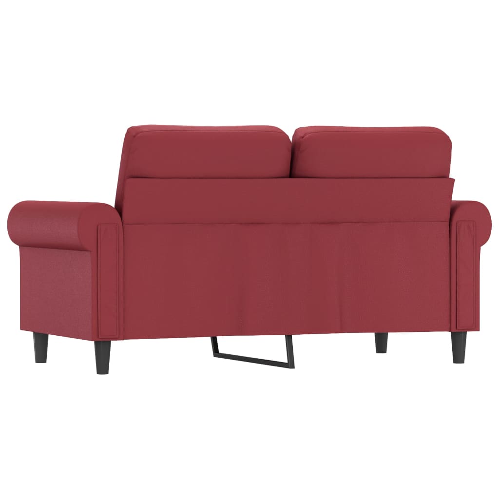 vidaXL Sofá de 2 plazas de cuero sintético rojo vino 120 cm