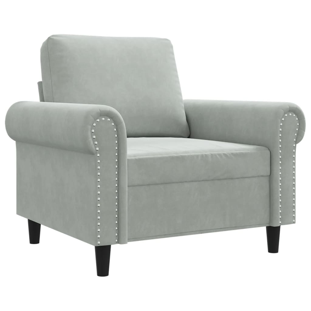 vidaXL Sillón de terciopelo gris claro 60 cm