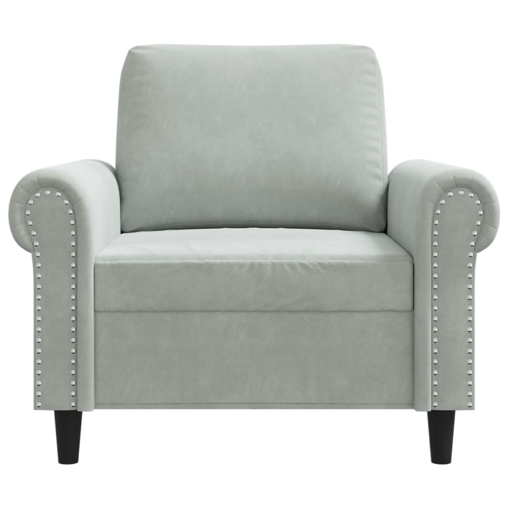 vidaXL Sillón de terciopelo gris claro 60 cm