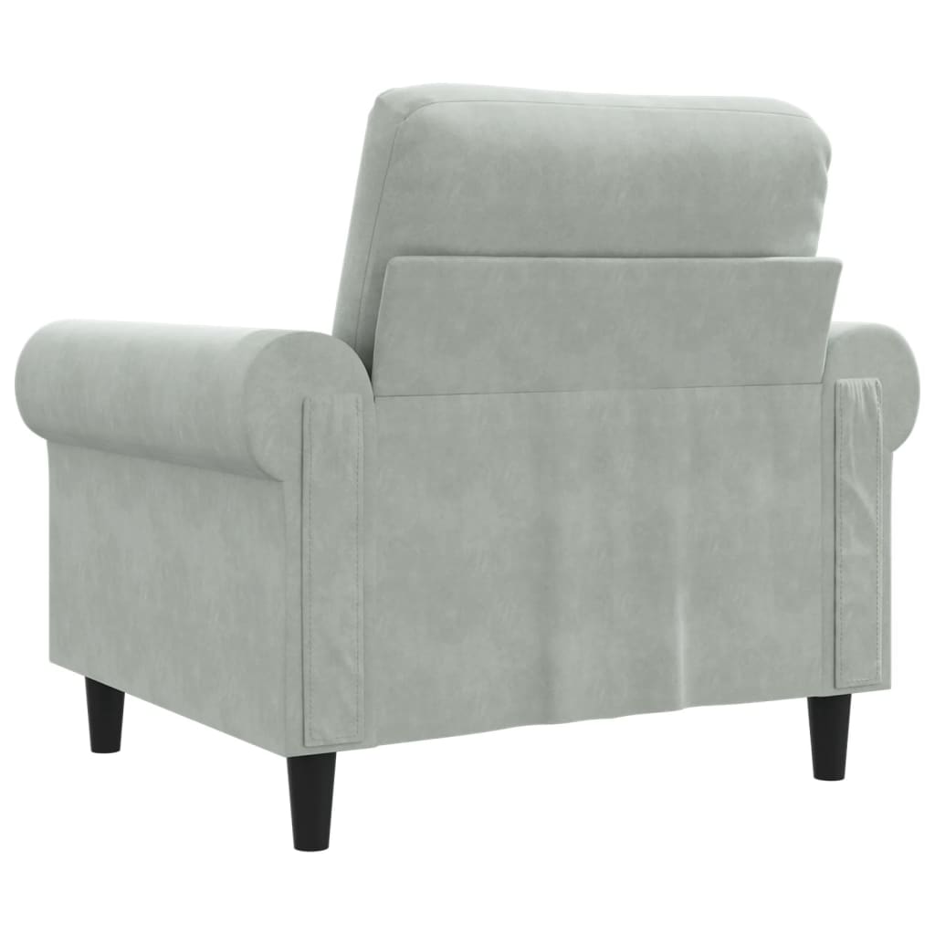 vidaXL Sillón de terciopelo gris claro 60 cm