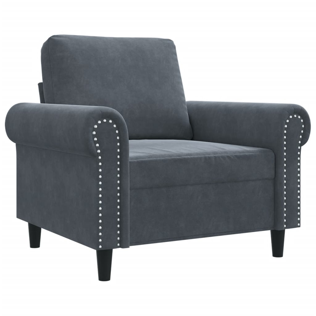 vidaXL Sillón de terciopelo gris oscuro 60 cm