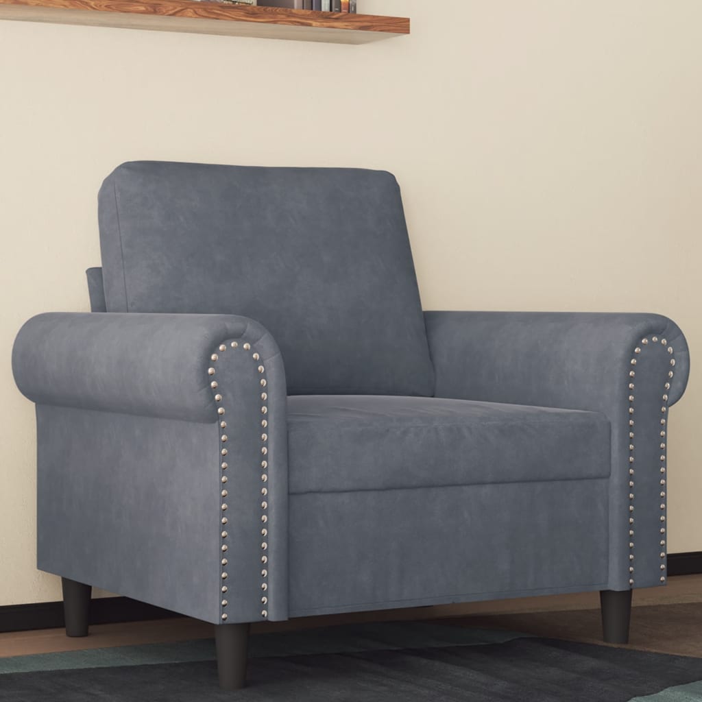 vidaXL Sillón de terciopelo gris oscuro 60 cm