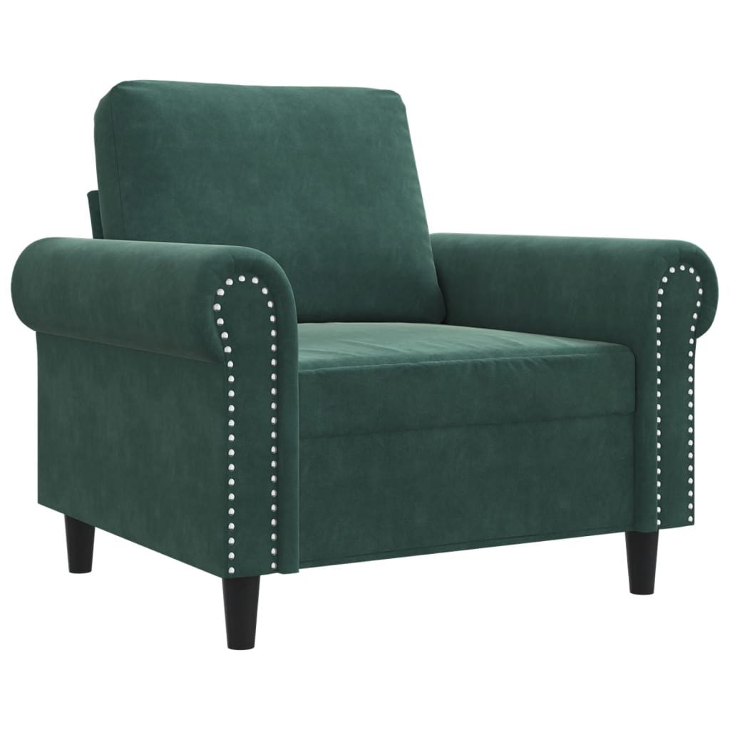 vidaXL Sillón de terciopelo verde oscuro 60 cm