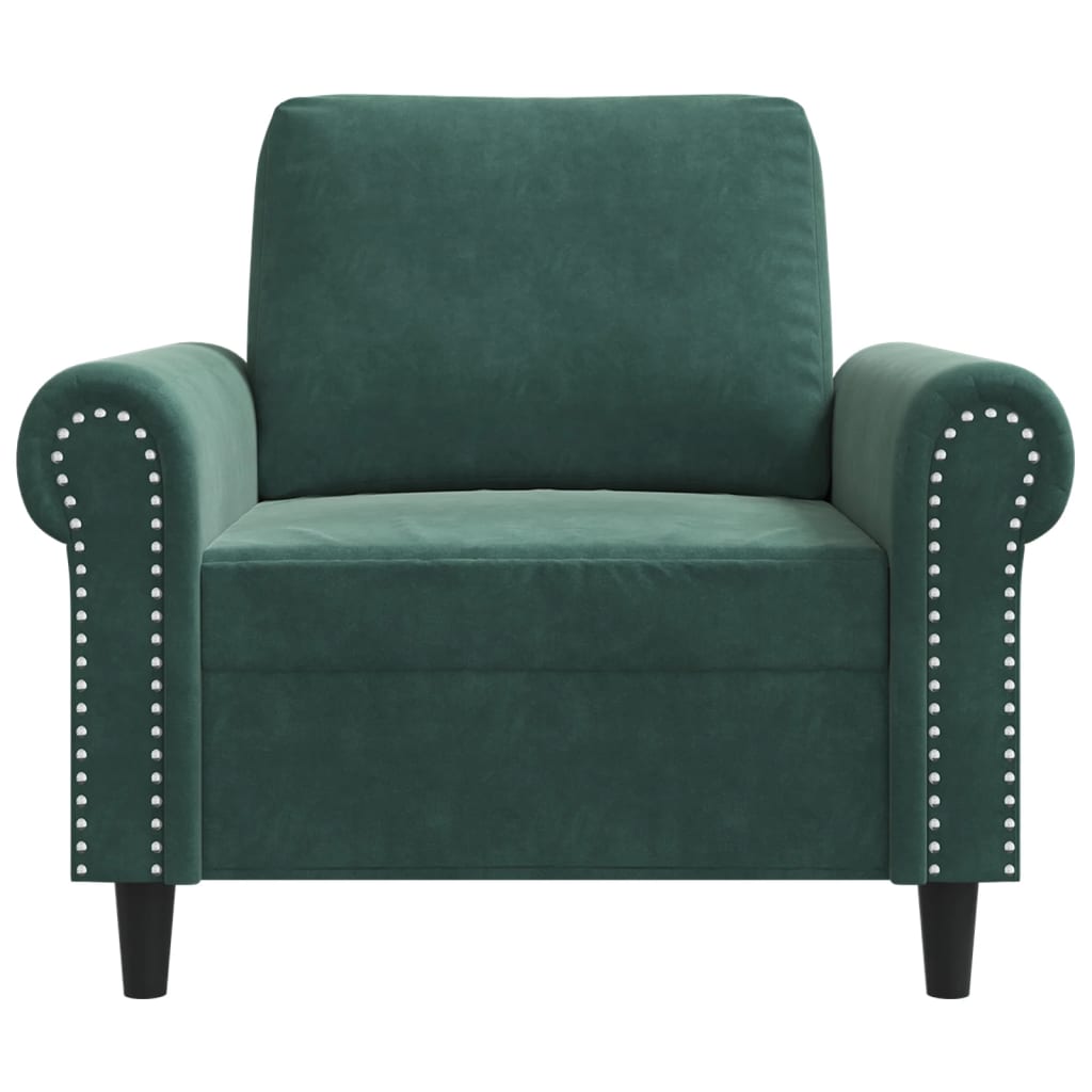 vidaXL Sillón de terciopelo verde oscuro 60 cm