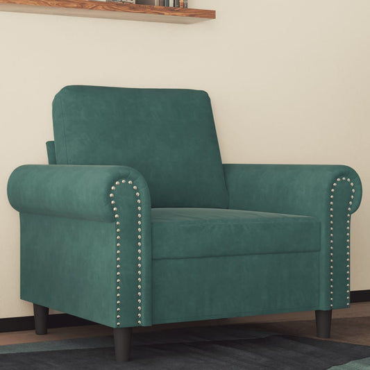 vidaXL Sillón de terciopelo verde oscuro 60 cm