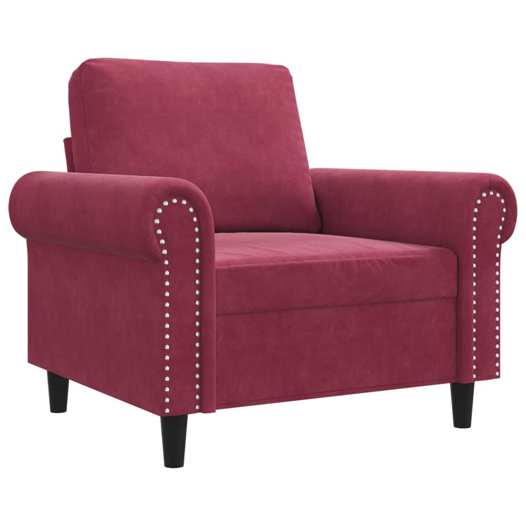 vidaXL Sillón de terciopelo rojo tinto 60 cm