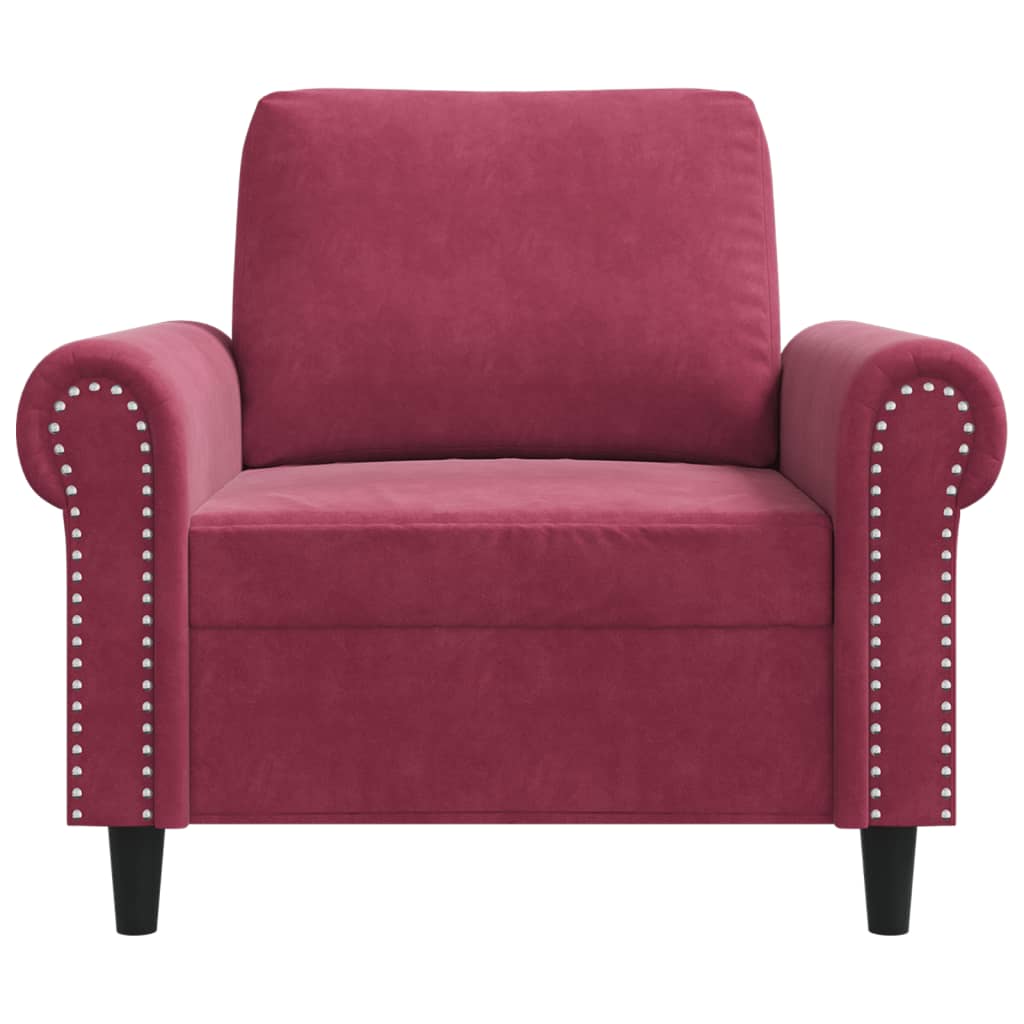 vidaXL Sillón de terciopelo rojo tinto 60 cm