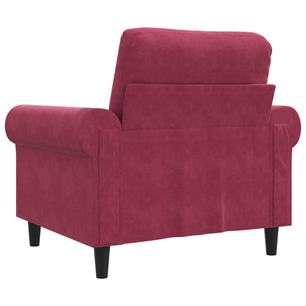 vidaXL Sillón de terciopelo rojo tinto 60 cm