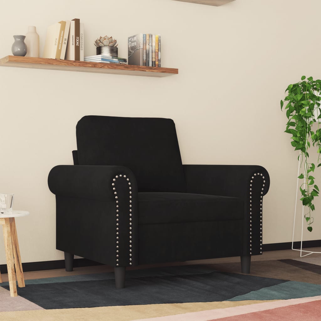 vidaXL Sillón de terciopelo negro 60 cm