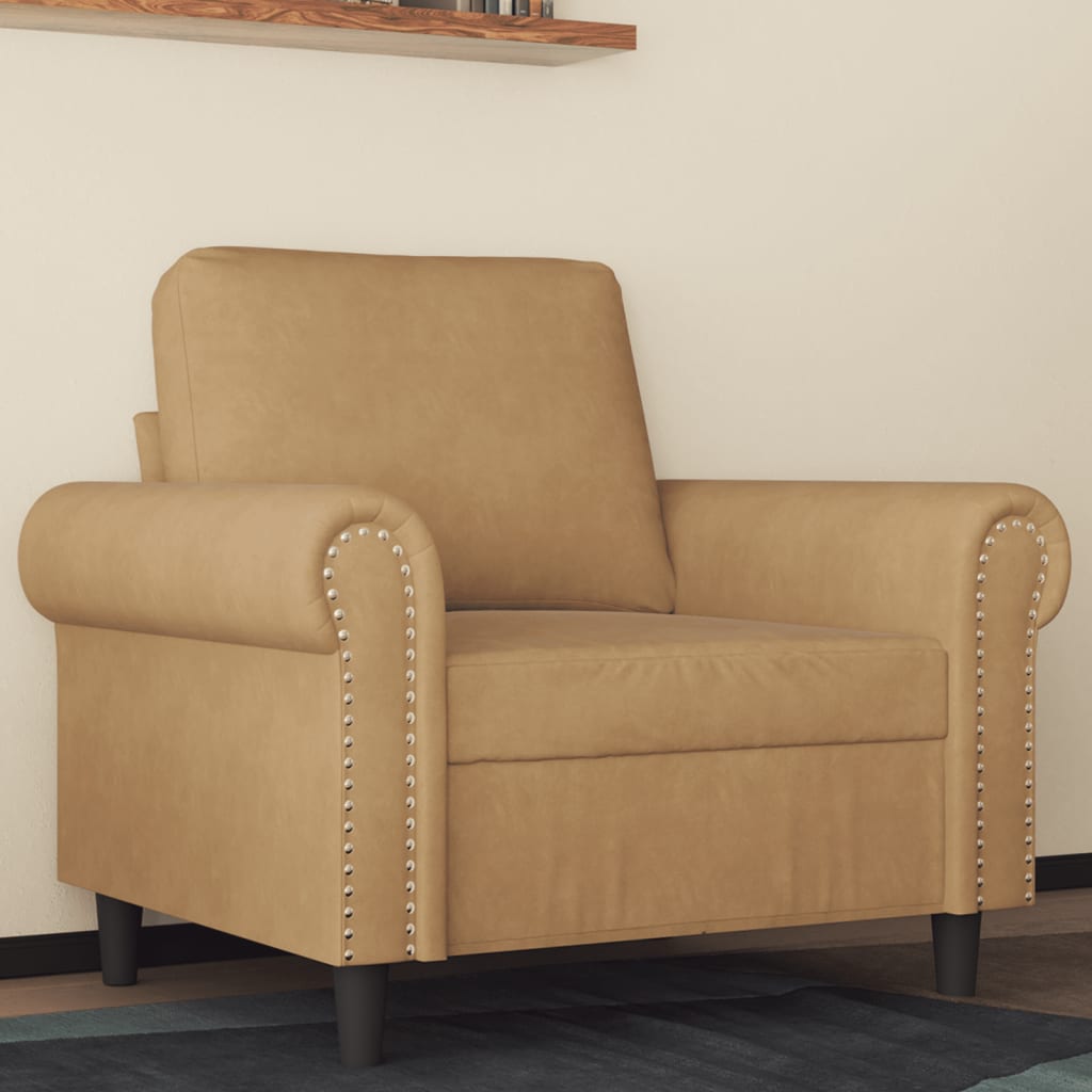 vidaXL Sillón de terciopelo marrón 60 cm