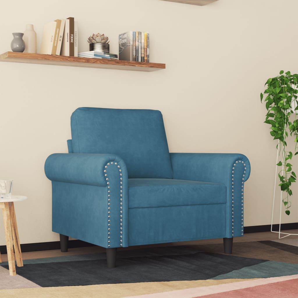 vidaXL Sillón de terciopelo azul 60 cm