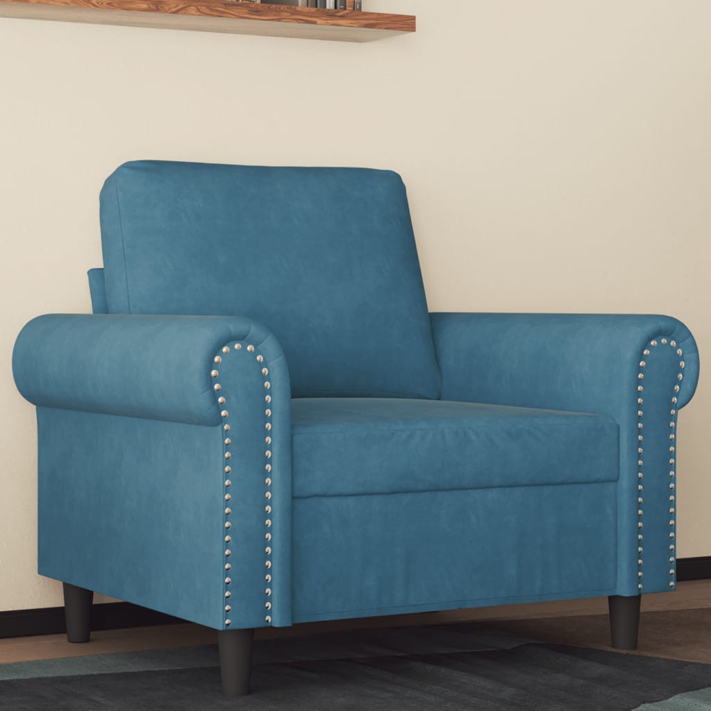 vidaXL Sillón de terciopelo azul 60 cm