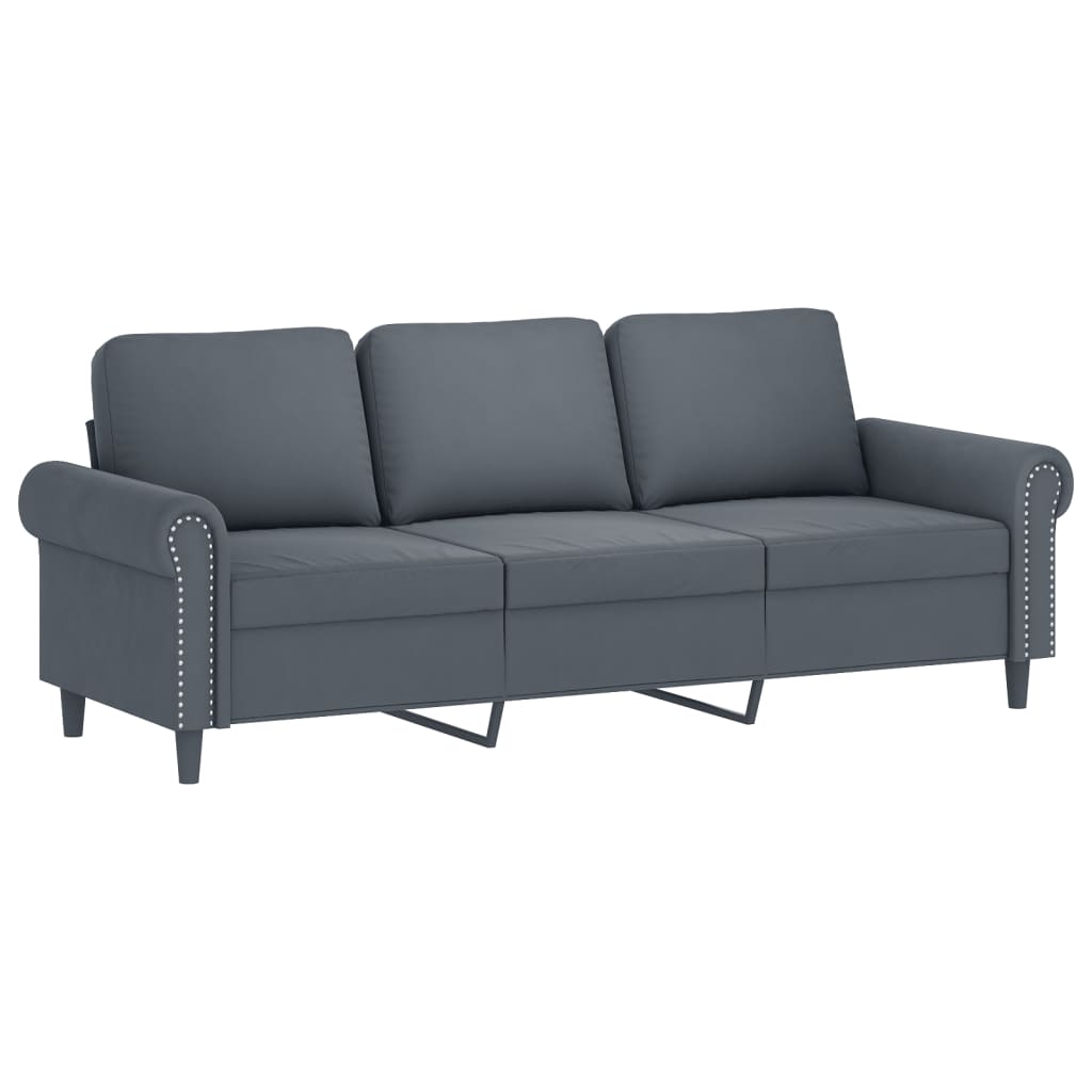 vidaXL Sofá de 3 plazas terciopelo gris oscuro 180 cm