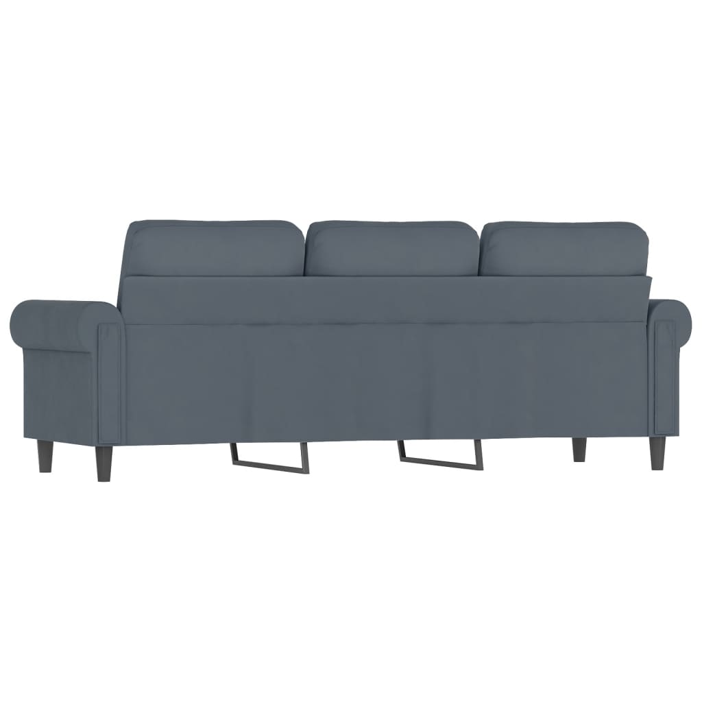 vidaXL Sofá de 3 plazas terciopelo gris oscuro 180 cm