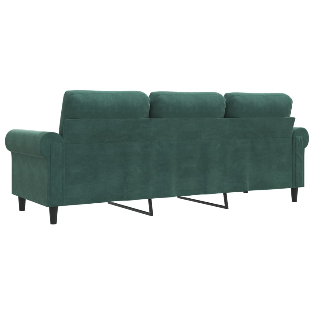 vidaXL Sofá de 3 plazas terciopelo verde oscuro 180 cm