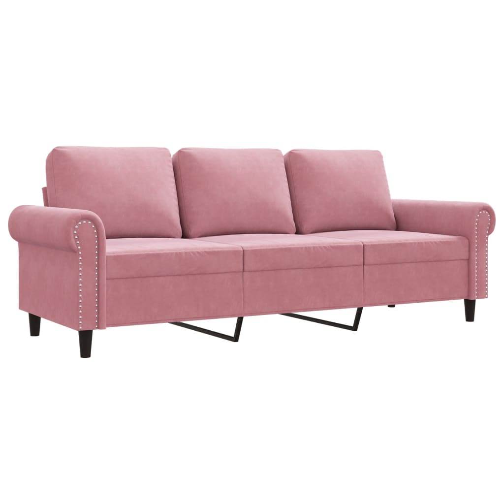 vidaXL Sofá de 3 plazas terciopelo rosa 180 cm