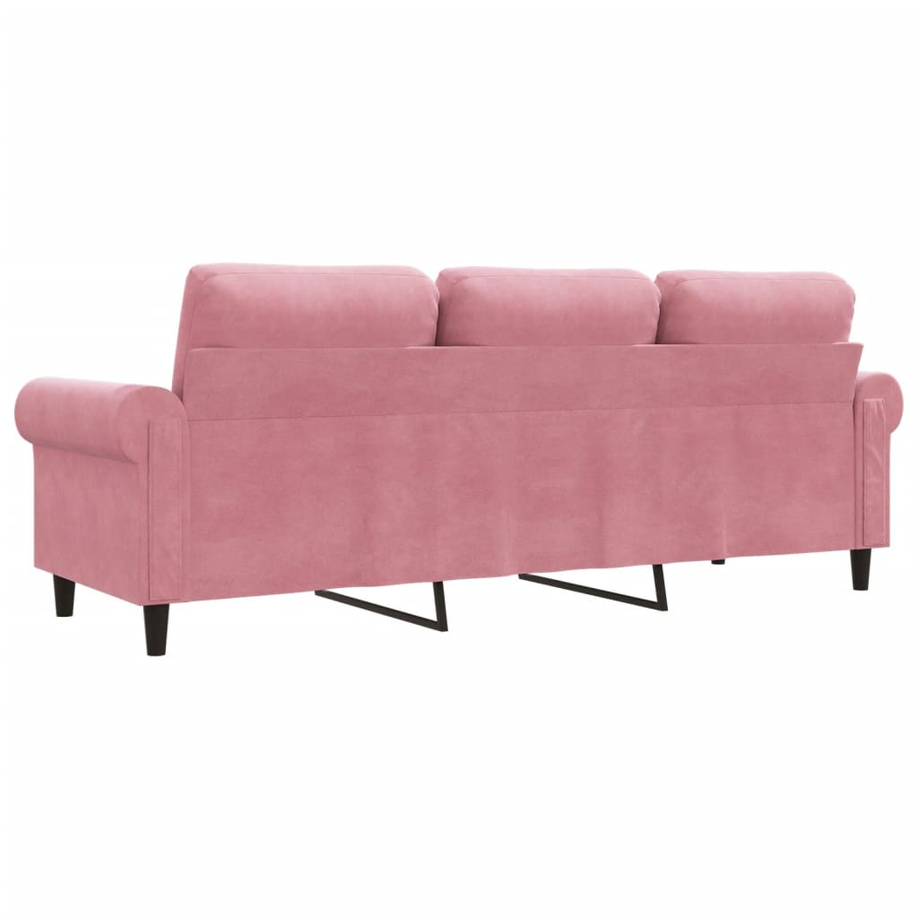 vidaXL Sofá de 3 plazas terciopelo rosa 180 cm