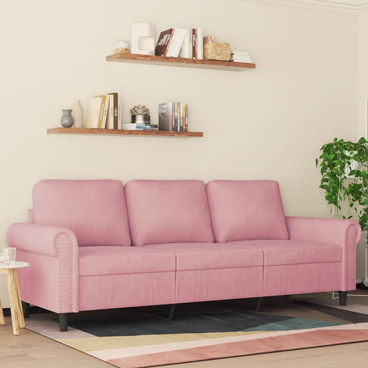 vidaXL Sofá de 3 plazas terciopelo rosa 180 cm