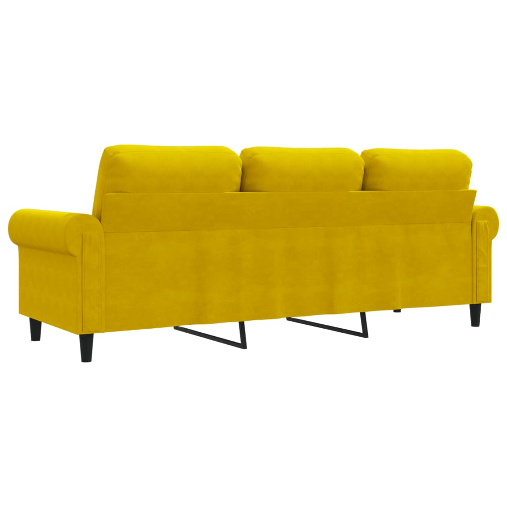 vidaXL Sofá de 3 plazas terciopelo amarillo 180 cm