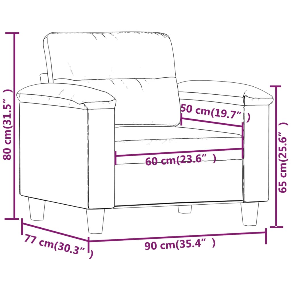 vidaXL Sillón de tela microfibra gris oscuro 60 cm