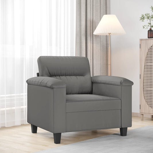 vidaXL Sillón de tela microfibra gris oscuro 60 cm