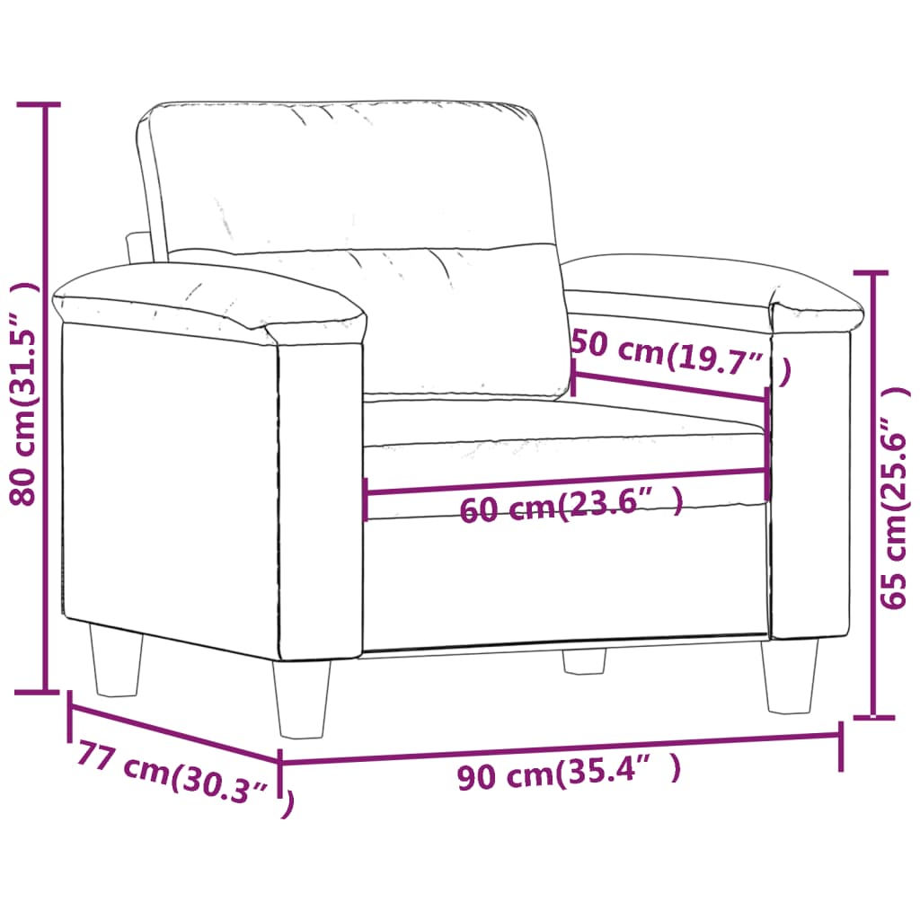 vidaXL Sillón de tela de microfibra negro 60 cm