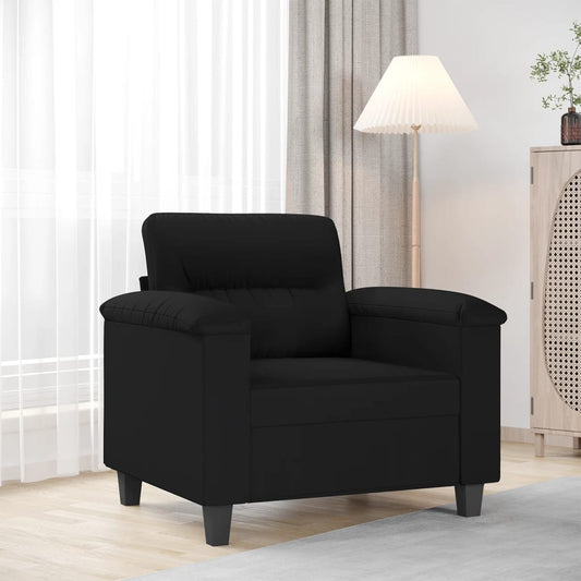 vidaXL Sillón de tela de microfibra negro 60 cm