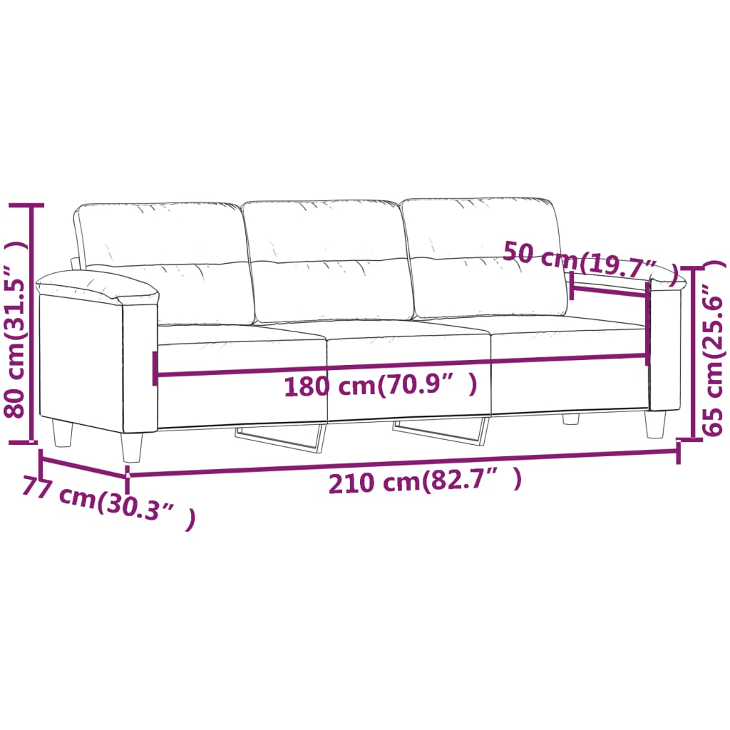 vidaXL Sofá de 3 plazas de tela microfibra gris taupe 180 cm