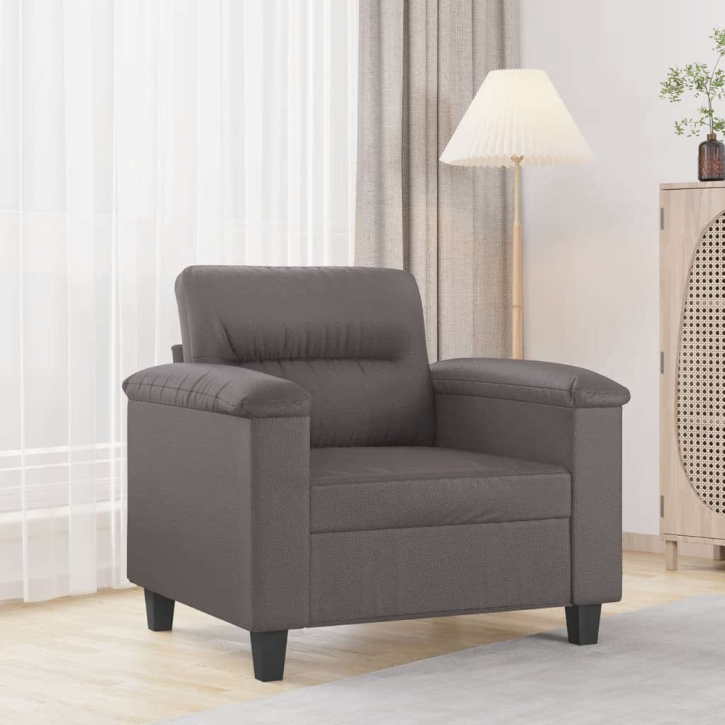 vidaXL Sillón cuero sintético gris 60 cm