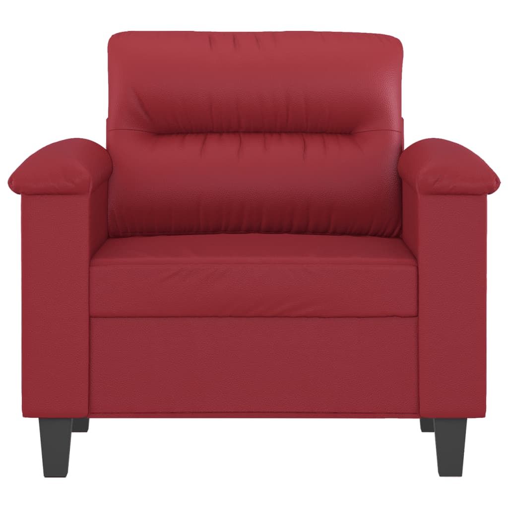 vidaXL Sillón cuero sintético rojo tinto 60 cm