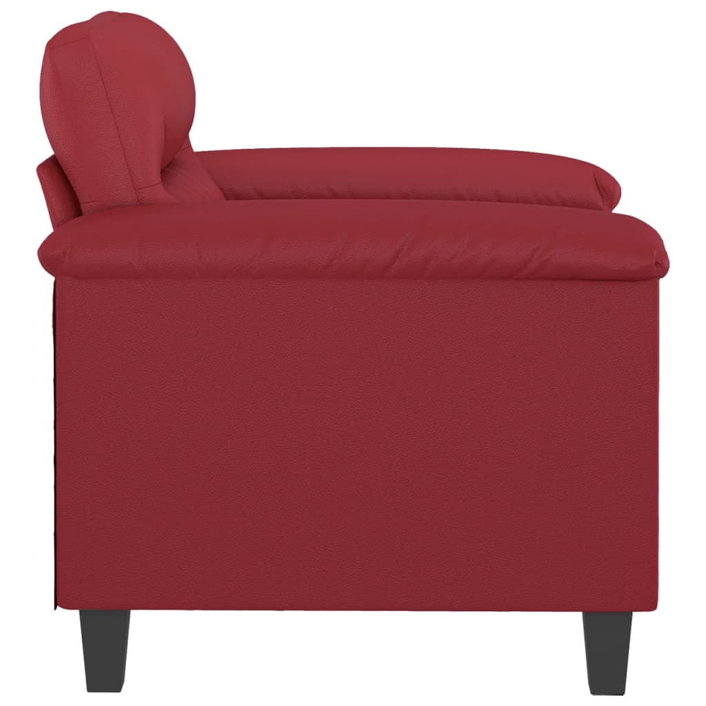 vidaXL Sillón cuero sintético rojo tinto 60 cm