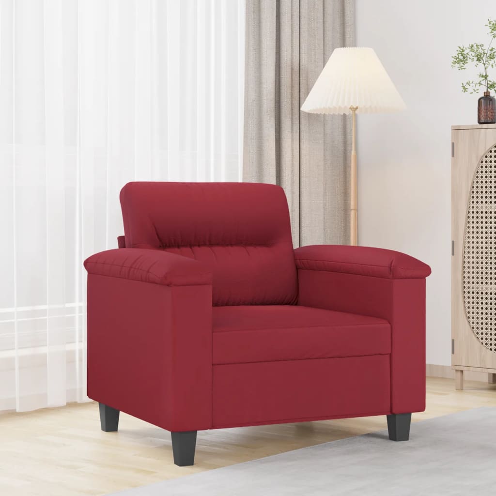 vidaXL Sillón cuero sintético rojo tinto 60 cm