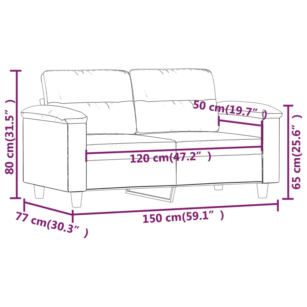 vidaXL Sofá de 2 plazas de cuero sintético rojo vino 120 cm