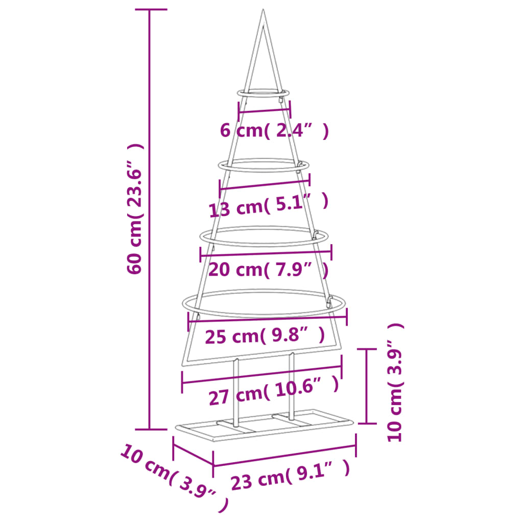 vidaXL Árbol de Navidad para decoración metal negro 60 cm