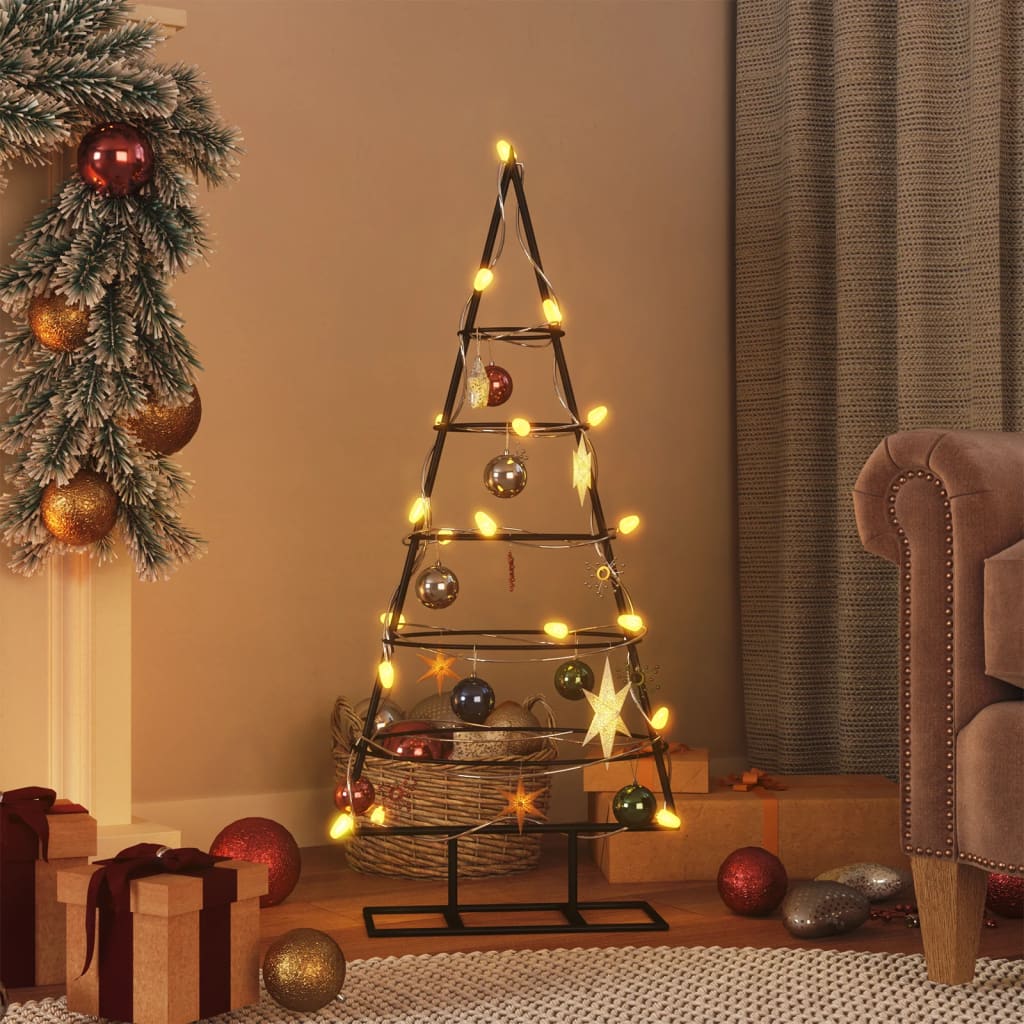 vidaXL Árbol de Navidad para decoración metal negro 90 cm