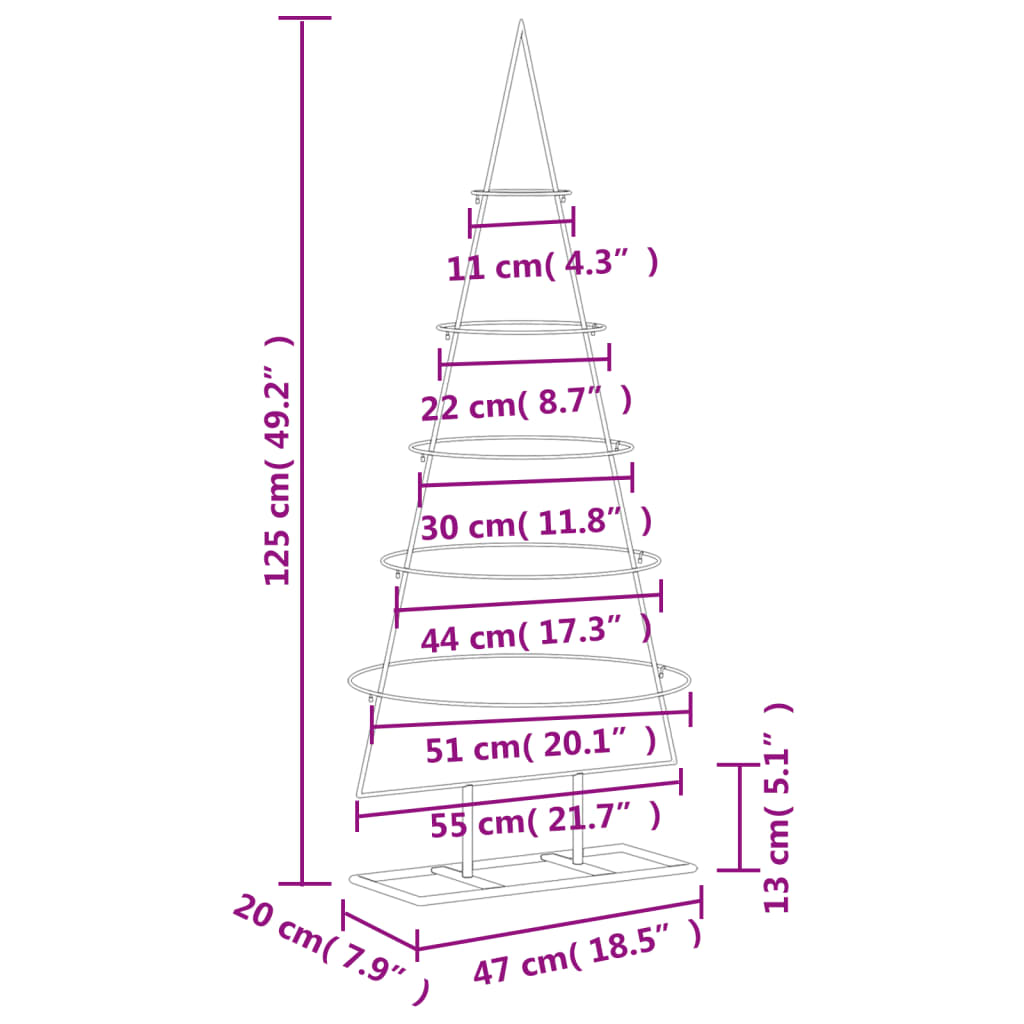 vidaXL Árbol de Navidad para decoración metal negro 125 cm