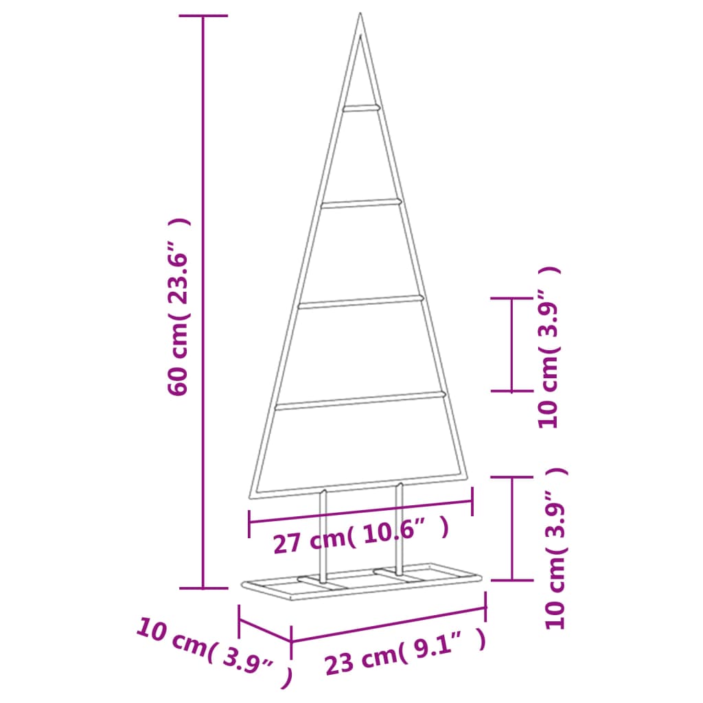 vidaXL Árbol de Navidad para decoración metal negro 60 cm