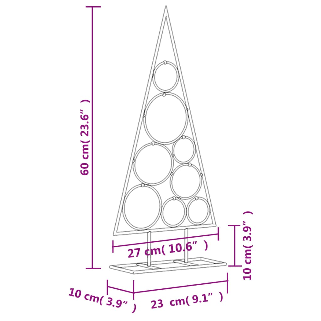 vidaXL Árbol de Navidad para decoración metal negro 60 cm