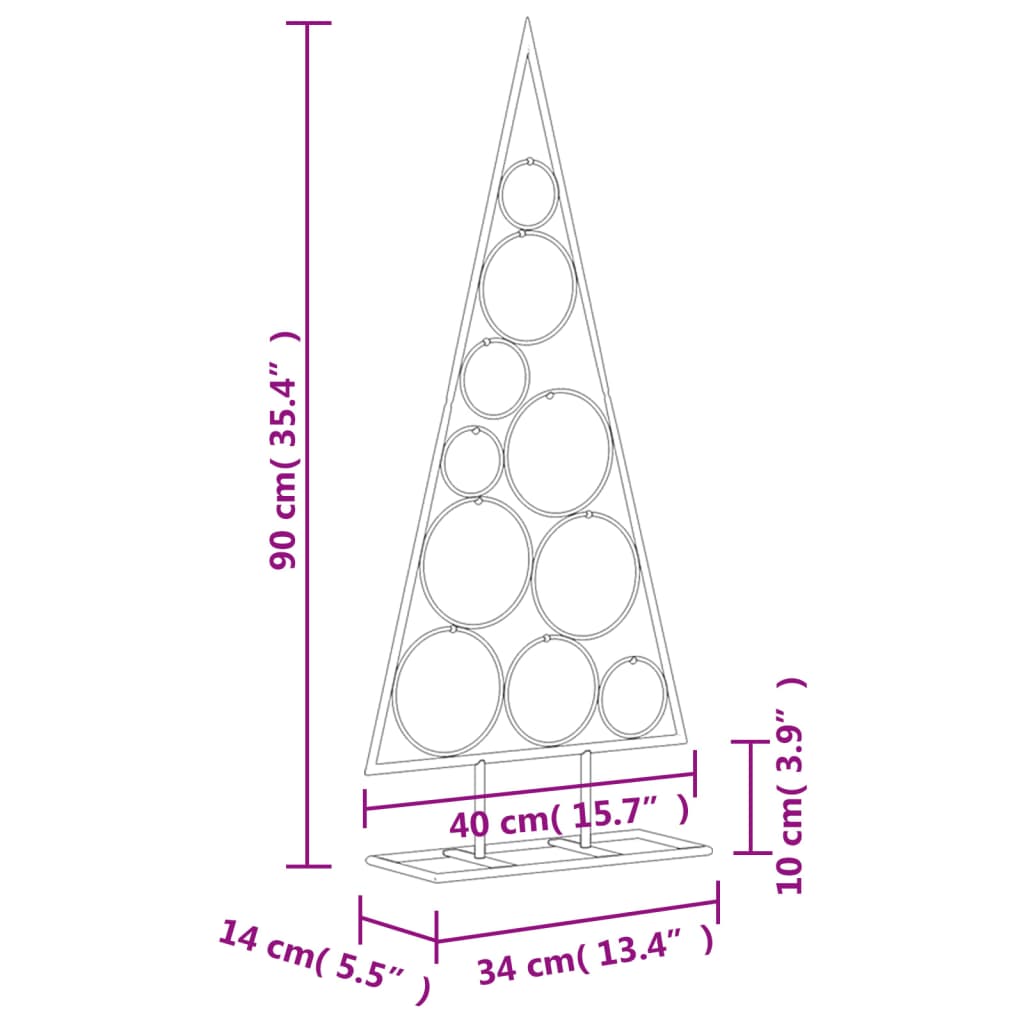 vidaXL Árbol de Navidad para decoración metal negro 90 cm