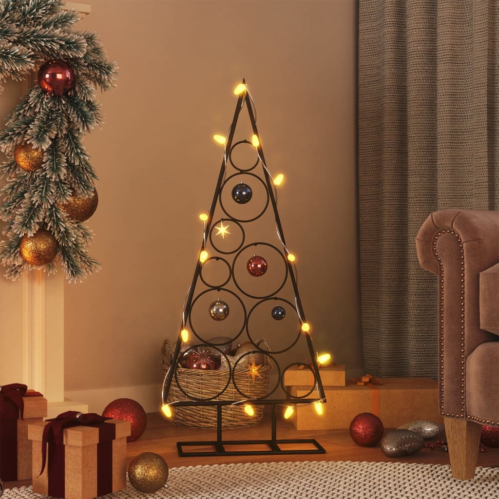 vidaXL Árbol de Navidad para decoración metal negro 90 cm