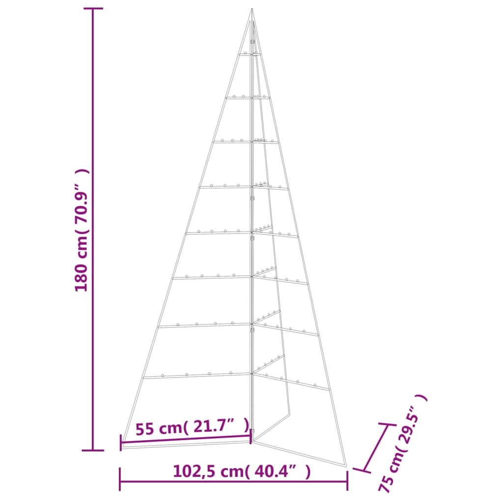 vidaXL Árbol de Navidad para decoración metal negro 180 cm