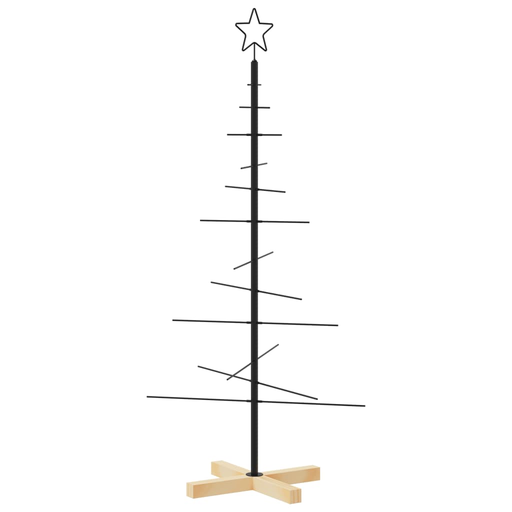 vidaXL Árbol de Navidad metal negro con base de madera 120 cm