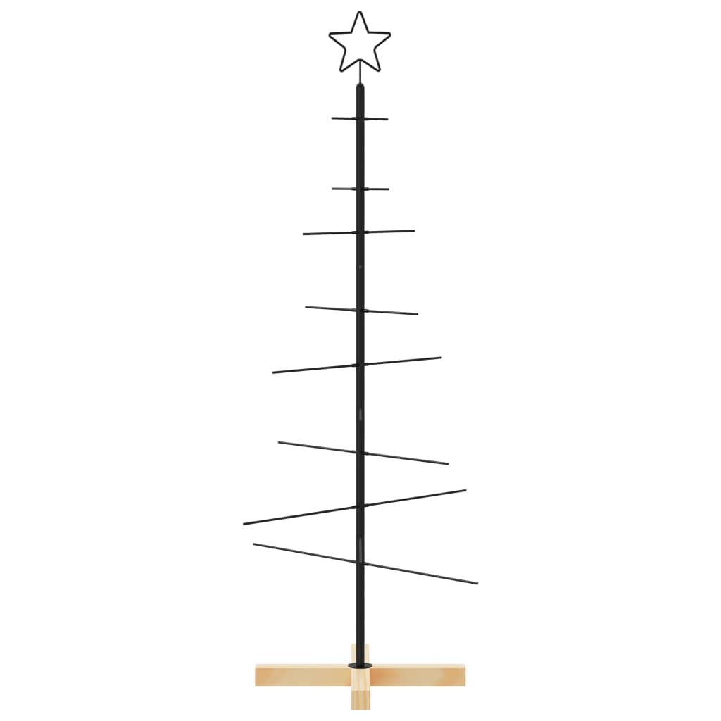 vidaXL Árbol de Navidad metal negro con base de madera 120 cm