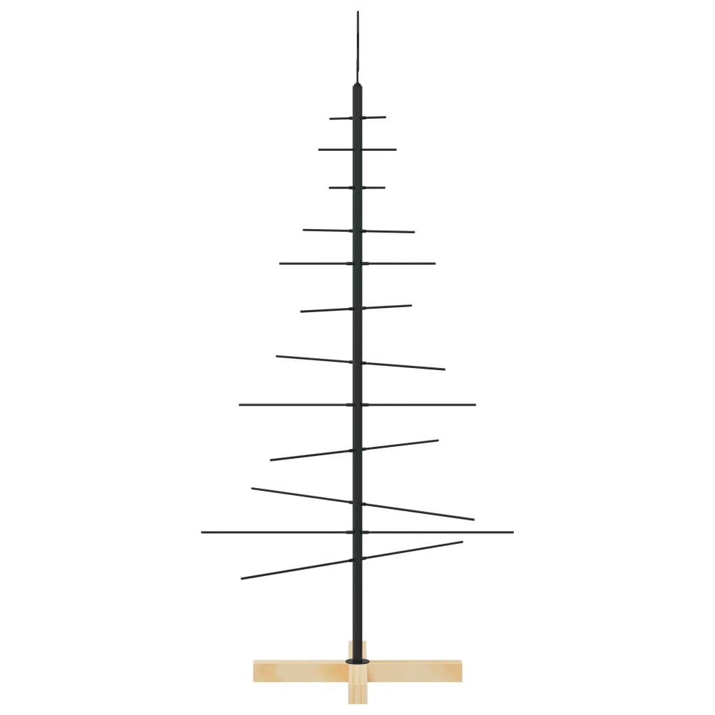 vidaXL Árbol de Navidad metal negro con base de madera 120 cm