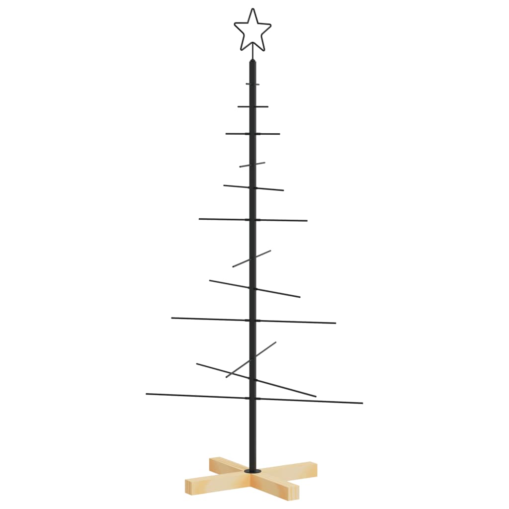 vidaXL Árbol de Navidad metal negro con base de madera 120 cm